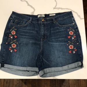 Embroidered Jean Shorts